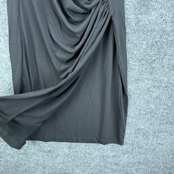 **SOLD**Anatomie Marine Travel Dress Medium Black Form Fitting Ruched Faux Wrap - Picture 4 of 15